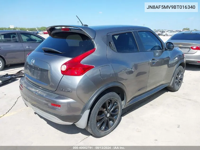 2011 Nissan Juke Sl VIN: JN8AF5MV9BT016340 Lot: 40002791