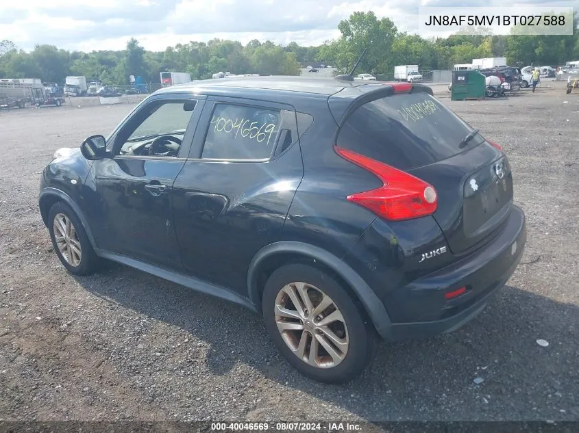 2011 Nissan Juke Sv VIN: JN8AF5MV1BT027588 Lot: 40046569