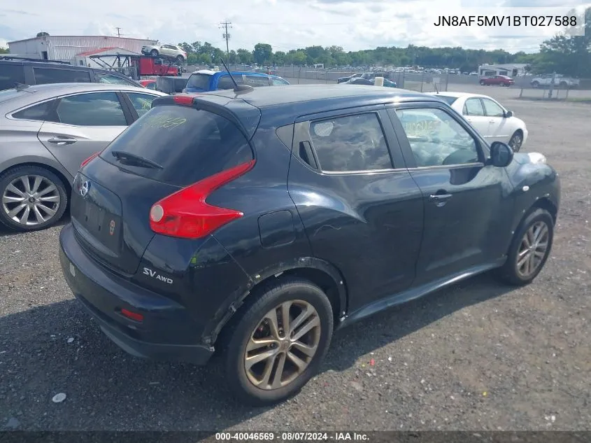 2011 Nissan Juke Sv VIN: JN8AF5MV1BT027588 Lot: 40046569