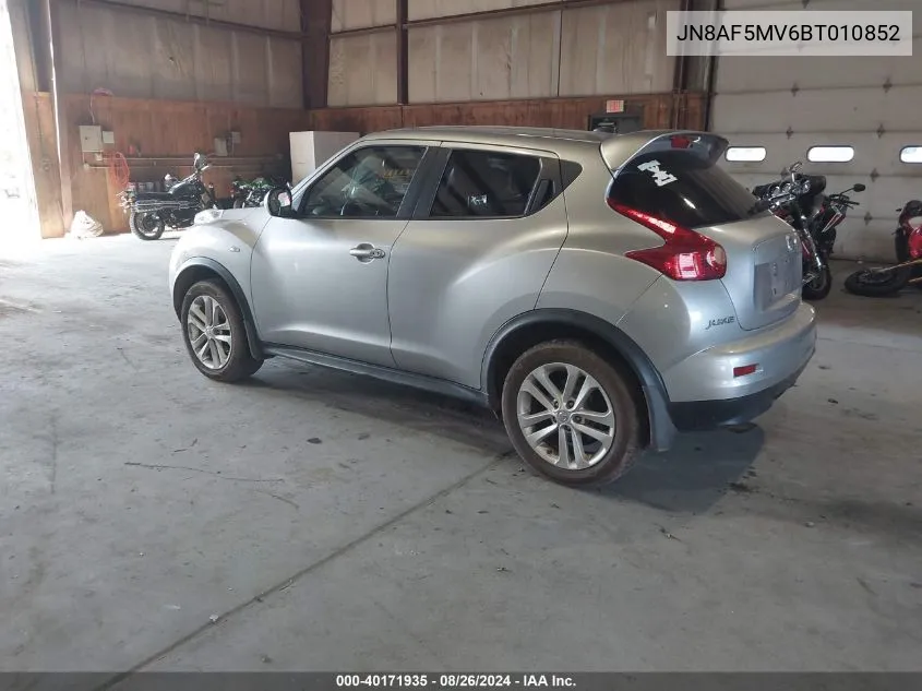 2011 Nissan Juke Sv VIN: JN8AF5MV6BT010852 Lot: 40171935