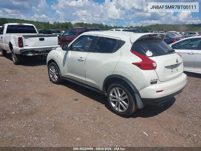 2011 Nissan Juke S/Sv/Sl VIN: JN8AF5MR7BT00111 Lot: 40228908