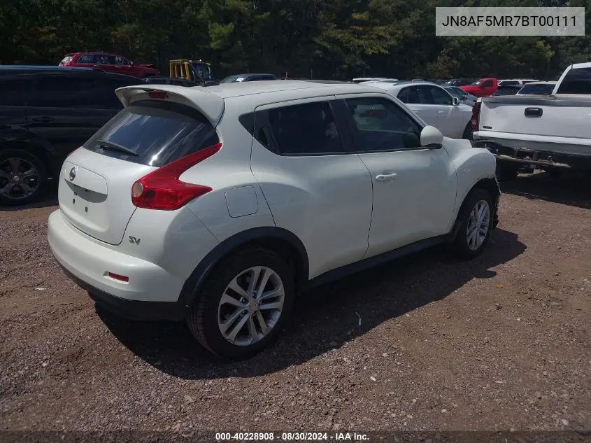 2011 Nissan Juke S/Sv/Sl VIN: JN8AF5MR7BT00111 Lot: 40228908