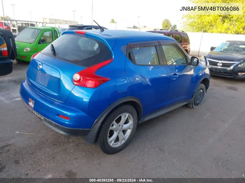 2011 Nissan Juke S VIN: JN8AF5MV4BT006086 Lot: 40393255