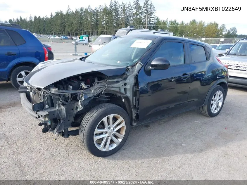 2011 Nissan Juke S/Sv/Sl VIN: JN8AF5MRXBT022649 Lot: 40405577