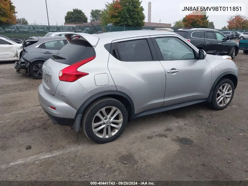 2011 Nissan Juke Sl VIN: JN8AF5MV9BT011851 Lot: 40441743