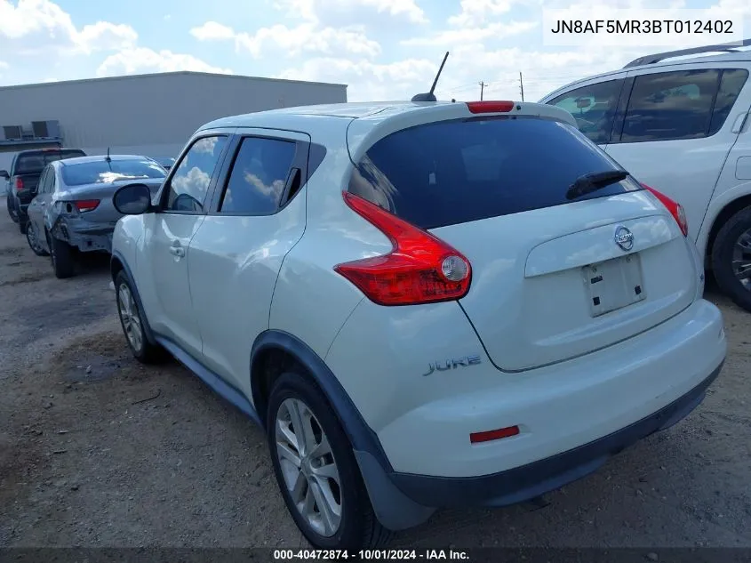 2011 Nissan Juke Sv VIN: JN8AF5MR3BT012402 Lot: 40472874