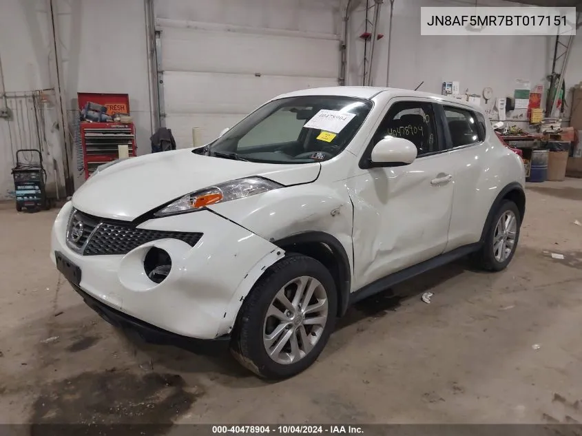 2011 Nissan Juke S VIN: JN8AF5MR7BT017151 Lot: 40478904