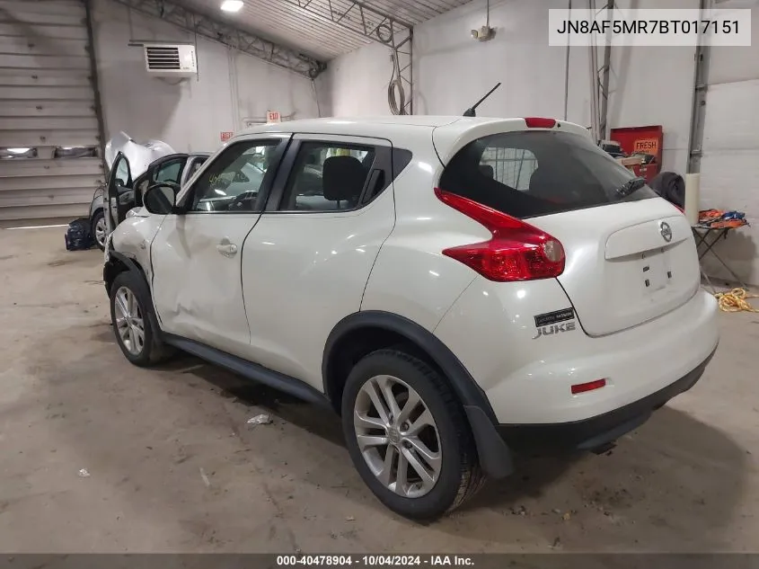 2011 Nissan Juke S VIN: JN8AF5MR7BT017151 Lot: 40478904