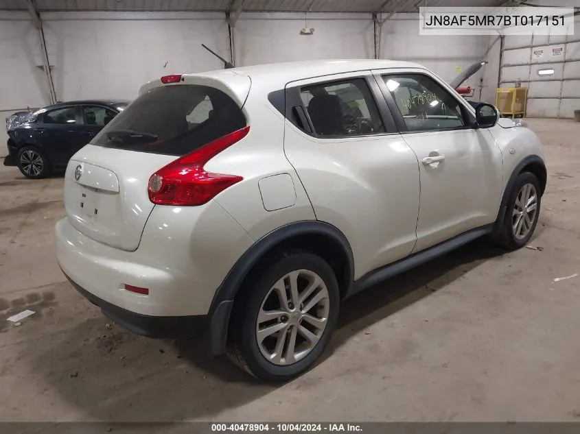 2011 Nissan Juke S VIN: JN8AF5MR7BT017151 Lot: 40478904