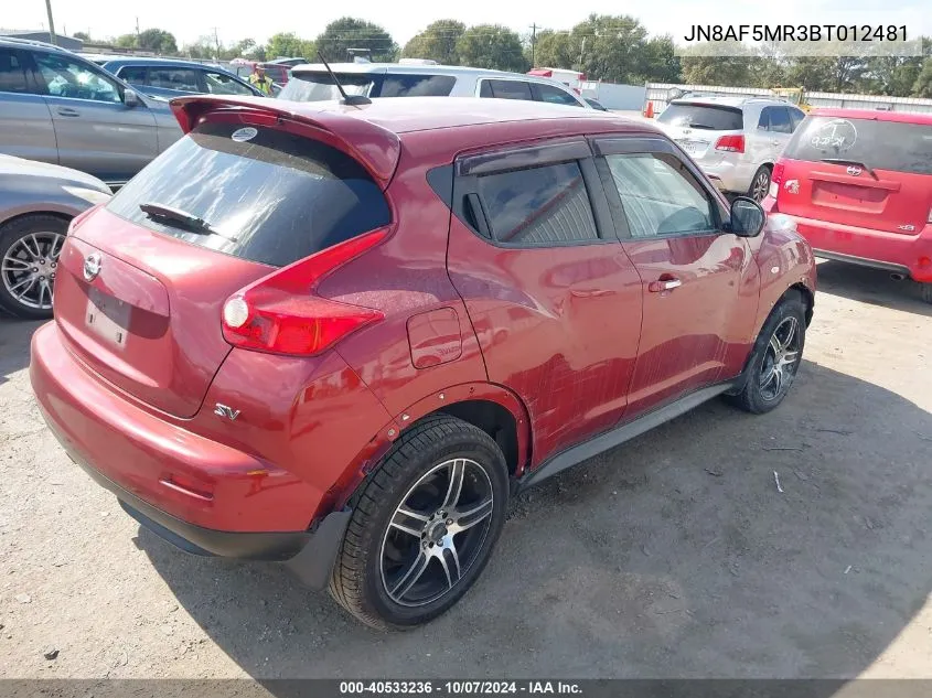 2011 Nissan Juke Sv VIN: JN8AF5MR3BT012481 Lot: 40533236