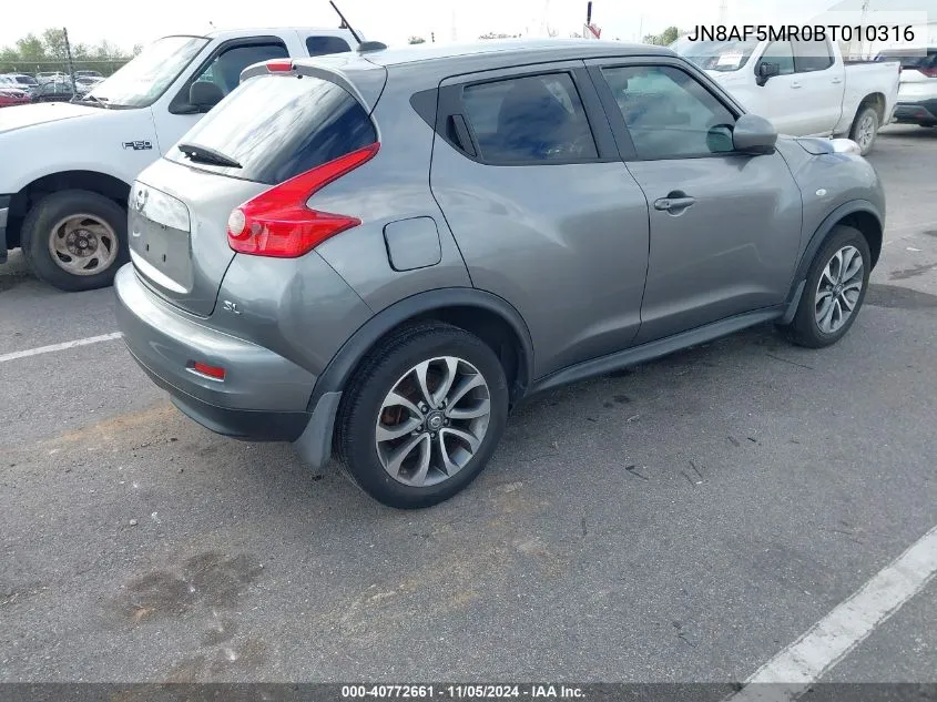 2011 Nissan Juke Sl VIN: JN8AF5MR0BT010316 Lot: 40772661