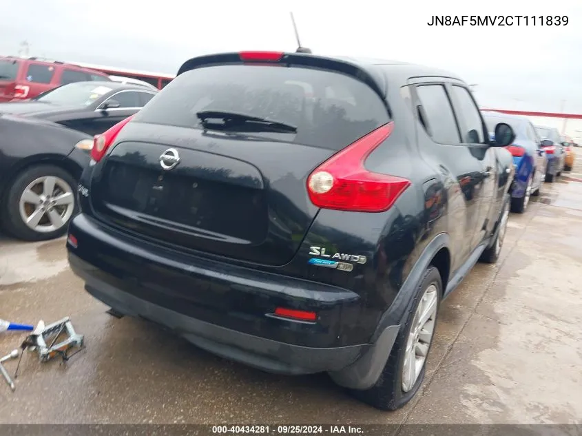 2012 Nissan Juke Sl VIN: JN8AF5MV2CT111839 Lot: 40434281