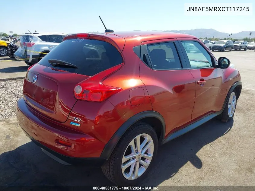 2012 Nissan Juke Sv VIN: JN8AF5MRXCT117245 Lot: 40531775