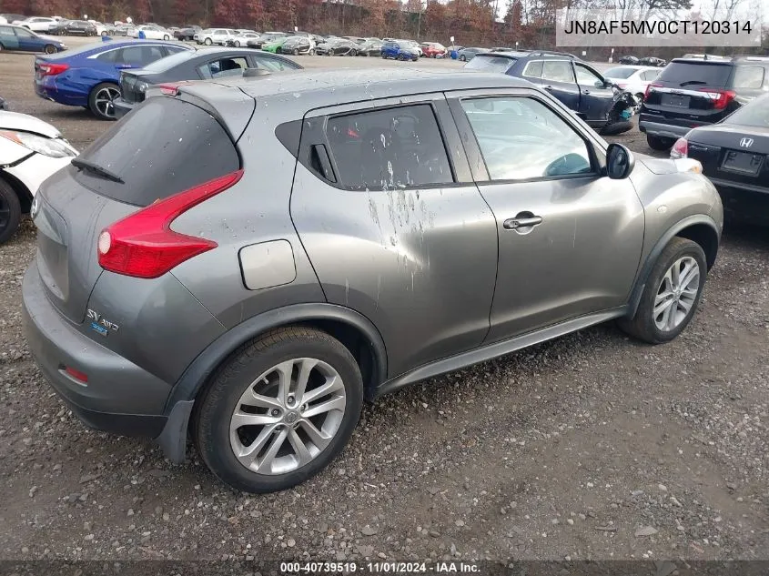 2012 Nissan Juke Sv VIN: JN8AF5MV0CT120314 Lot: 40739519