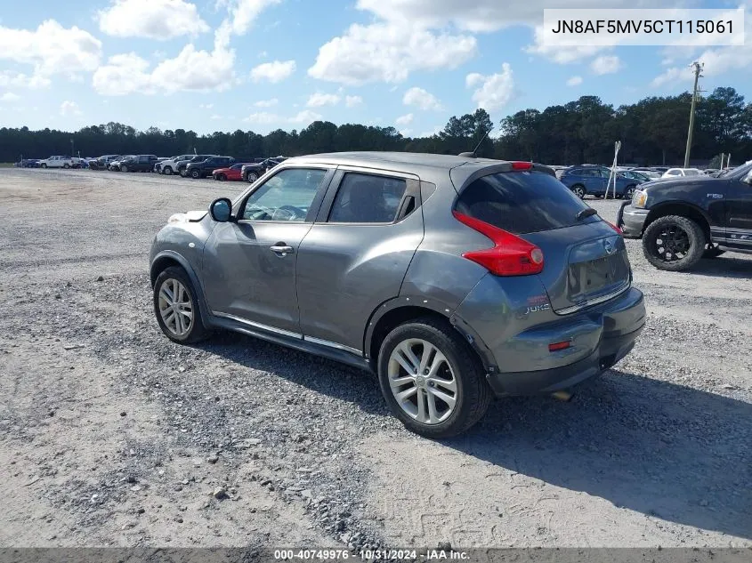 2012 Nissan Juke Sl VIN: JN8AF5MV5CT115061 Lot: 40749976