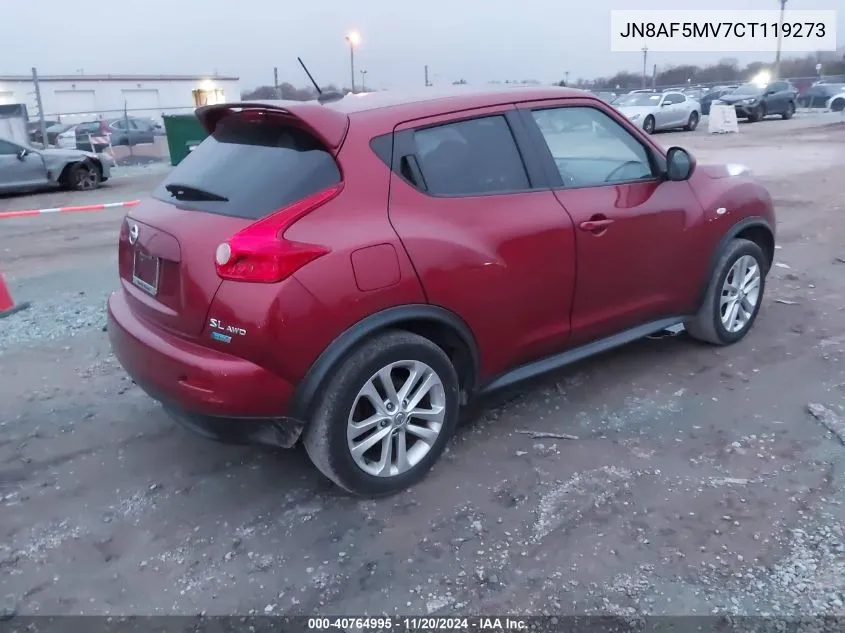 2012 Nissan Juke Sl VIN: JN8AF5MV7CT119273 Lot: 40764995