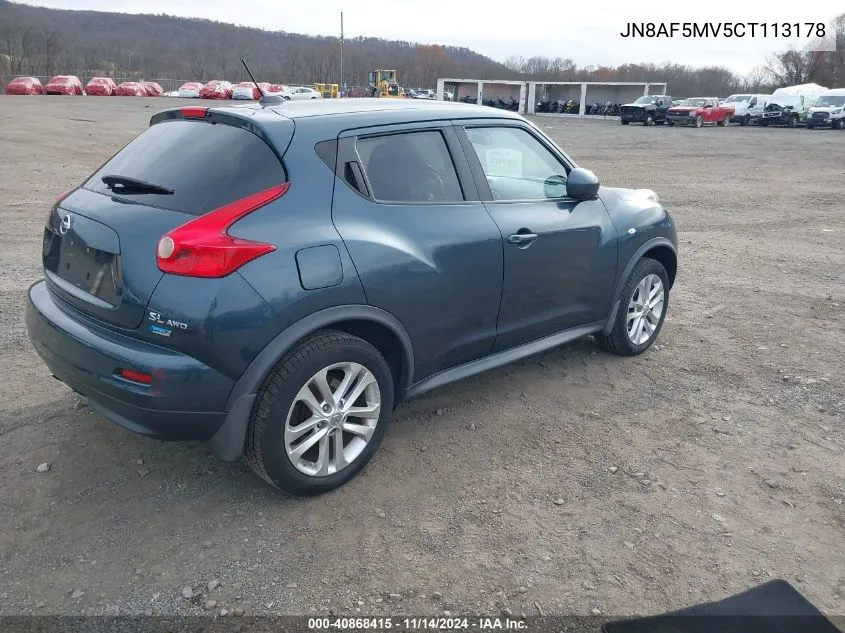 JN8AF5MV5CT113178 2012 Nissan Juke Sl