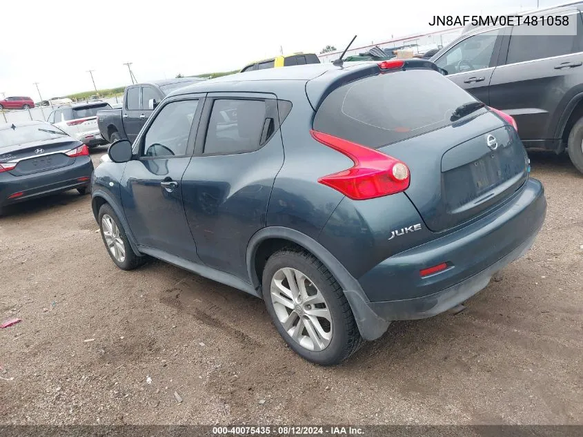 JN8AF5MV0ET481058 2014 Nissan Juke S