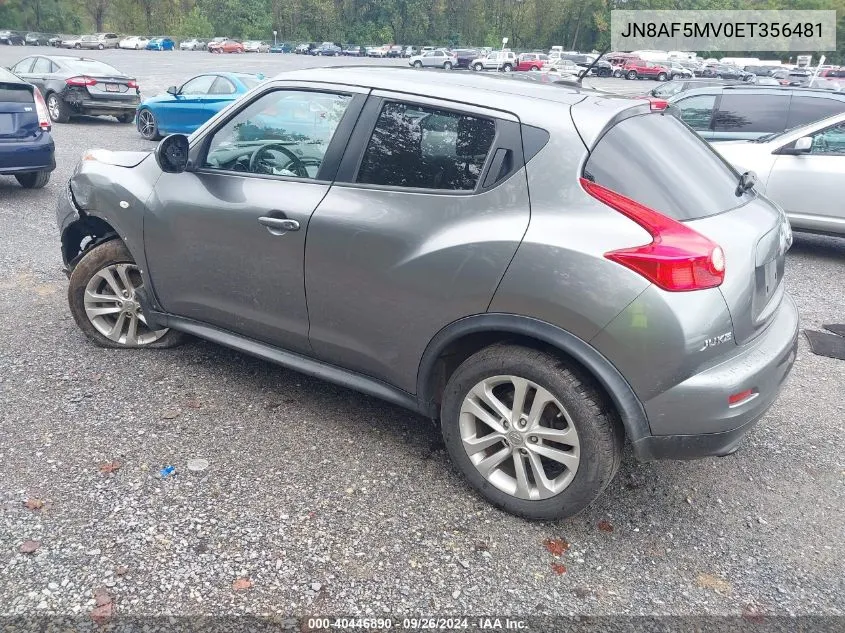 2014 Nissan Juke Sl VIN: JN8AF5MV0ET356481 Lot: 40446890