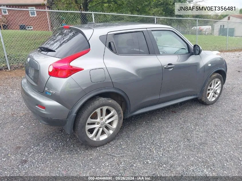 2014 Nissan Juke Sl VIN: JN8AF5MV0ET356481 Lot: 40446890