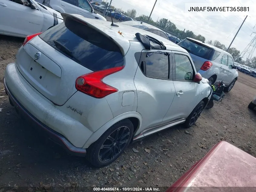 2014 Nissan Juke Nismo VIN: JN8AF5MV6ET365881 Lot: 40485674