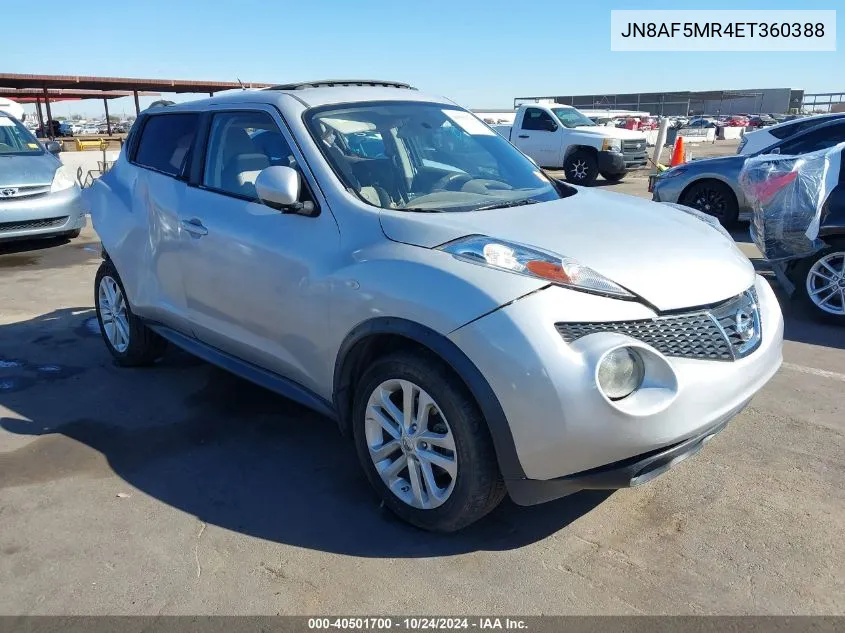 2014 Nissan Juke Sv VIN: JN8AF5MR4ET360388 Lot: 40501700