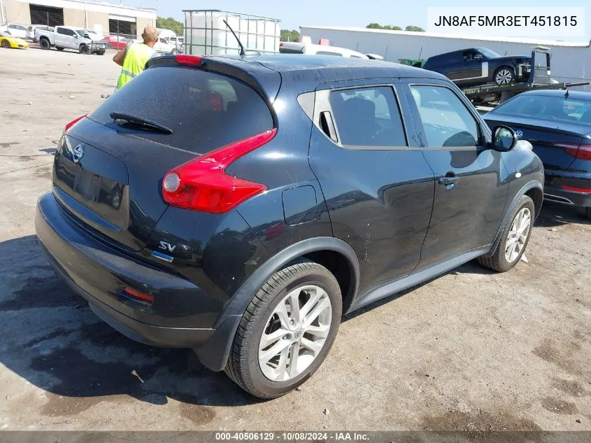 2014 Nissan Juke Sv VIN: JN8AF5MR3ET451815 Lot: 40506129