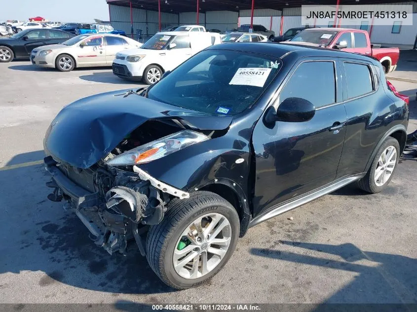 2014 Nissan Juke S/Sv/Sl/Nismo VIN: JN8AF5MR0ET451318 Lot: 40558421