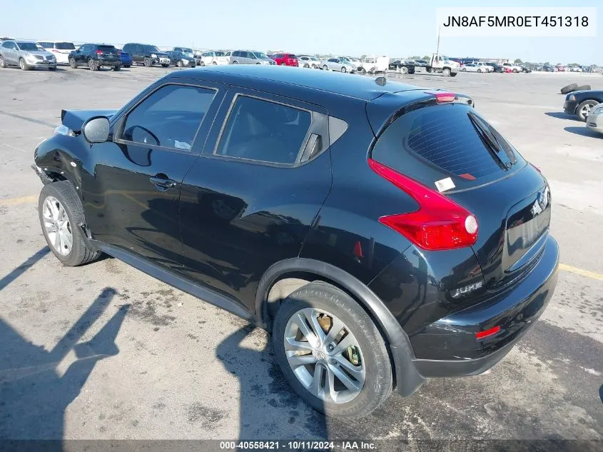 2014 Nissan Juke S/Sv/Sl/Nismo VIN: JN8AF5MR0ET451318 Lot: 40558421