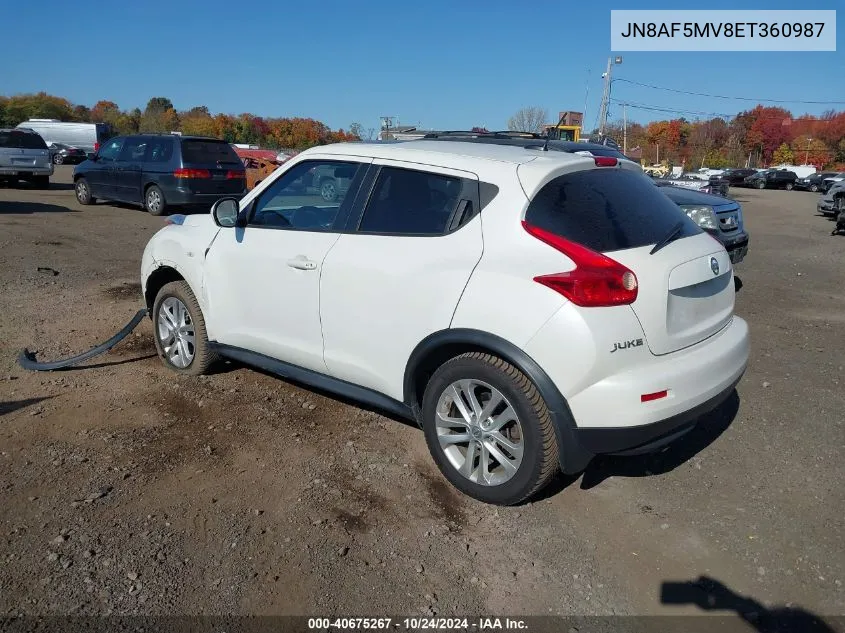 2014 Nissan Juke Sv VIN: JN8AF5MV8ET360987 Lot: 40675267