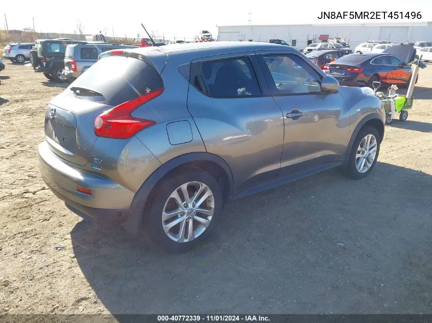 2014 Nissan Juke Sv VIN: JN8AF5MR2ET451496 Lot: 40772339