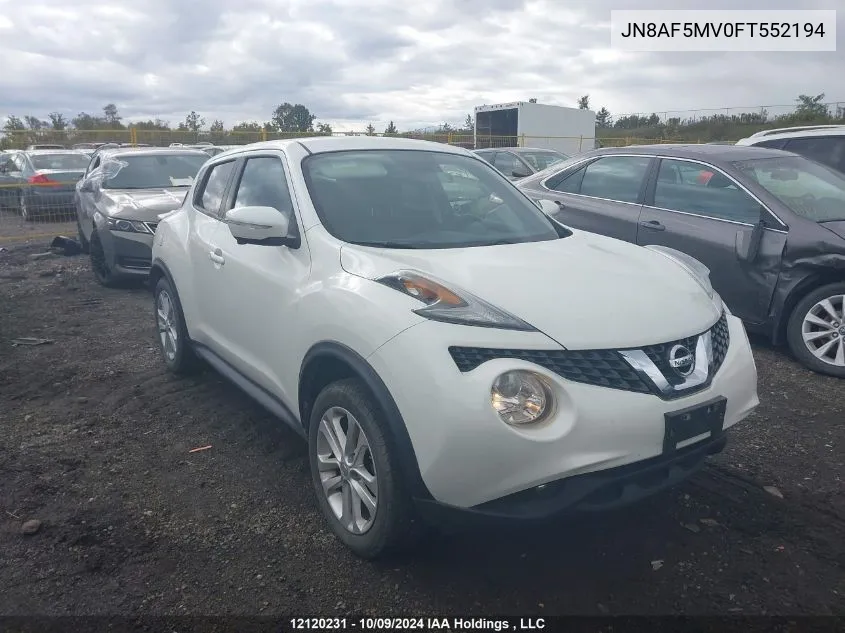 2015 Nissan Juke VIN: JN8AF5MV0FT552194 Lot: 12120231