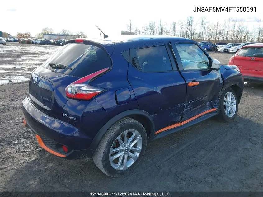 2015 Nissan Juke VIN: JN8AF5MV4FT550691 Lot: 12134890