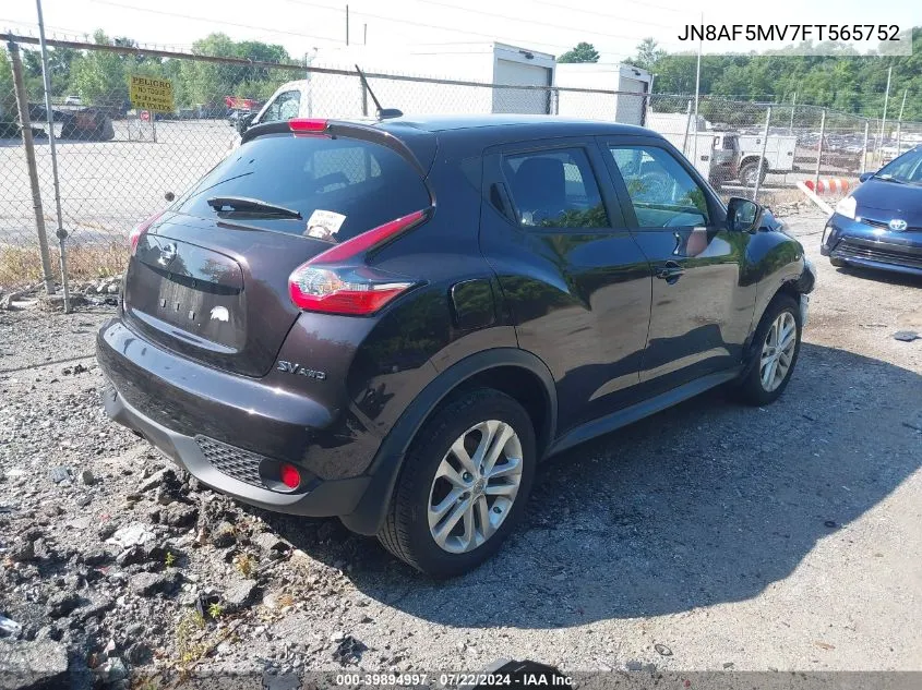 2015 Nissan Juke Sv VIN: JN8AF5MV7FT565752 Lot: 39894997