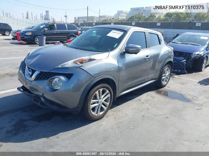 2015 Nissan Juke Sv VIN: JN8AF5MRXFT510375 Lot: 40081357