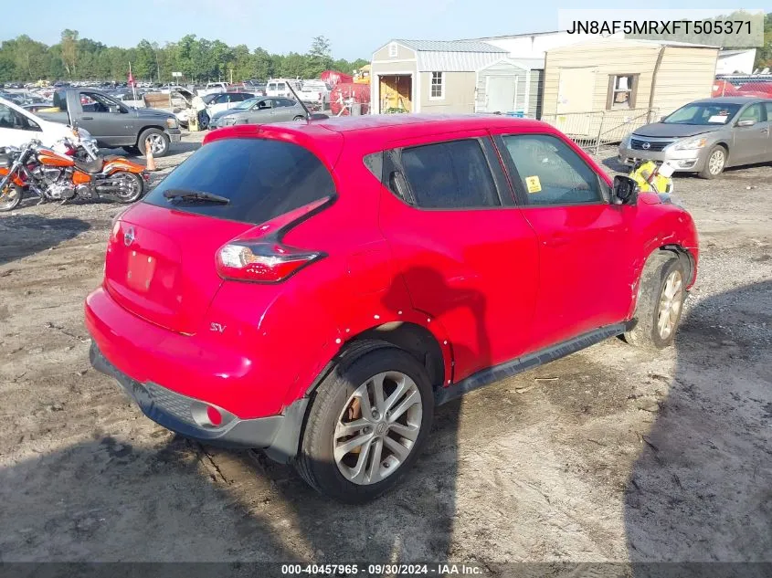 2015 Nissan Juke S/Sv/Sl/Nismo VIN: JN8AF5MRXFT505371 Lot: 40457965