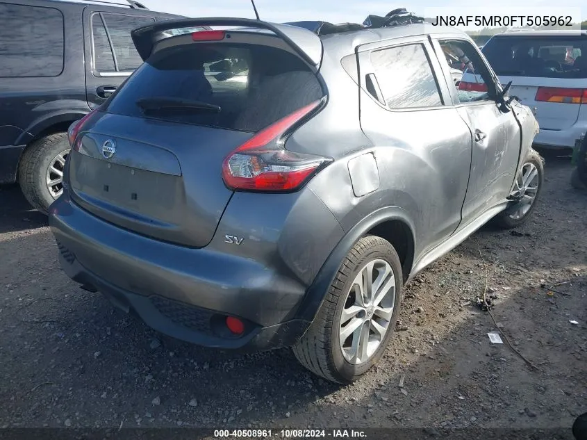 2015 Nissan Juke S/Sv/Sl/Nismo VIN: JN8AF5MR0FT505962 Lot: 40508961