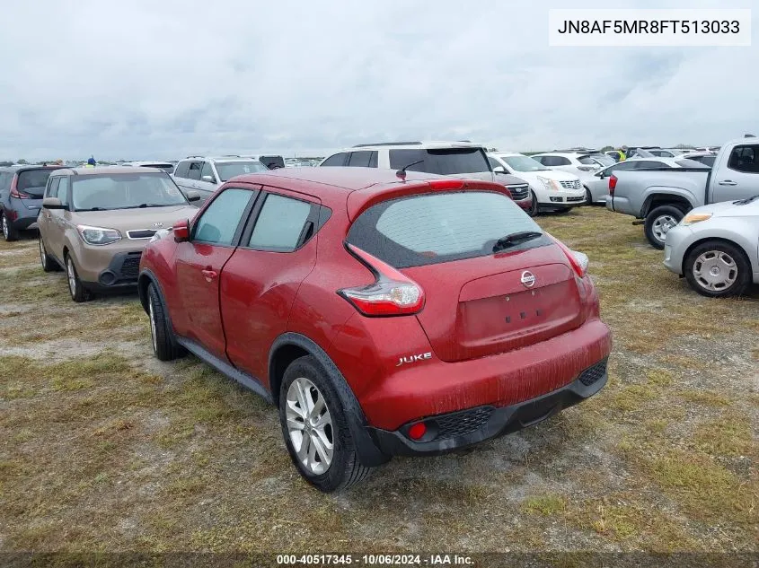 2015 Nissan Juke S/Sv/Sl/Nismo VIN: JN8AF5MR8FT513033 Lot: 40517345