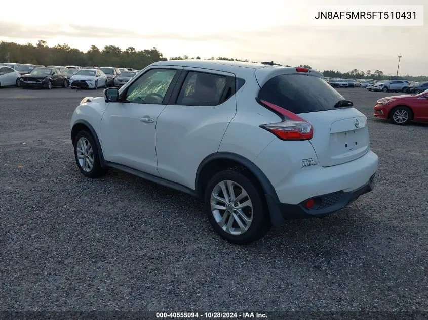 2015 Nissan Juke S/Sv/Sl/Nismo VIN: JN8AF5MR5FT510431 Lot: 40555094