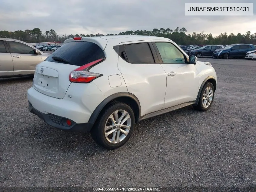 2015 Nissan Juke S/Sv/Sl/Nismo VIN: JN8AF5MR5FT510431 Lot: 40555094