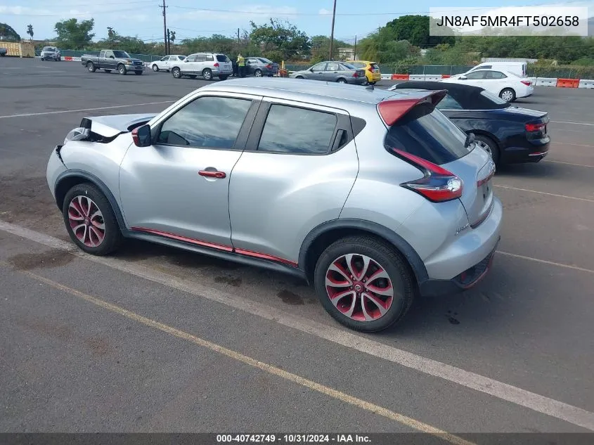 2015 Nissan Juke S VIN: JN8AF5MR4FT502658 Lot: 40742749