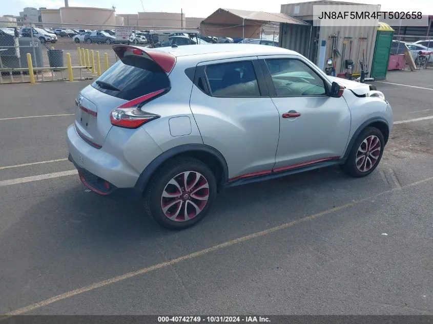 2015 Nissan Juke S VIN: JN8AF5MR4FT502658 Lot: 40742749