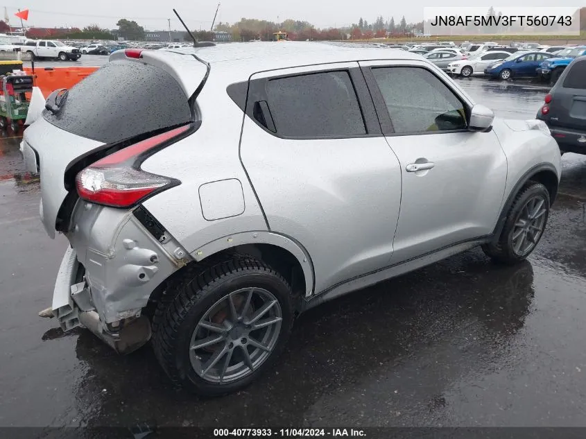 2015 Nissan Juke Sv VIN: JN8AF5MV3FT560743 Lot: 40773933