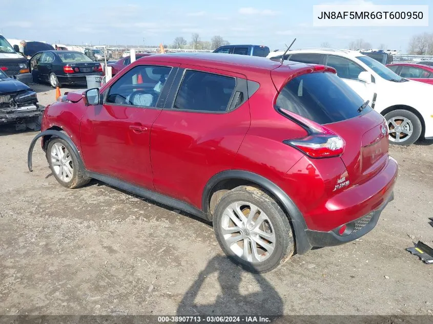 2016 Nissan Juke Sl VIN: JN8AF5MR6GT600950 Lot: 38907713