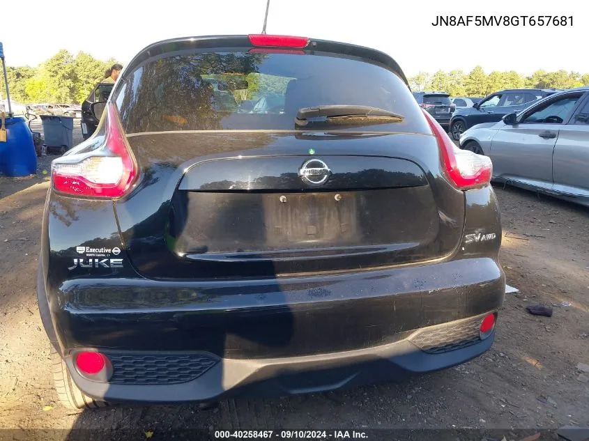 JN8AF5MV8GT657681 2016 Nissan Juke S/Sv/Sl/Nismo