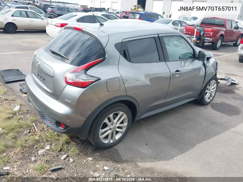 JN8AF5MV7GT657011 2016 Nissan Juke S/Sv/Sl/Nismo