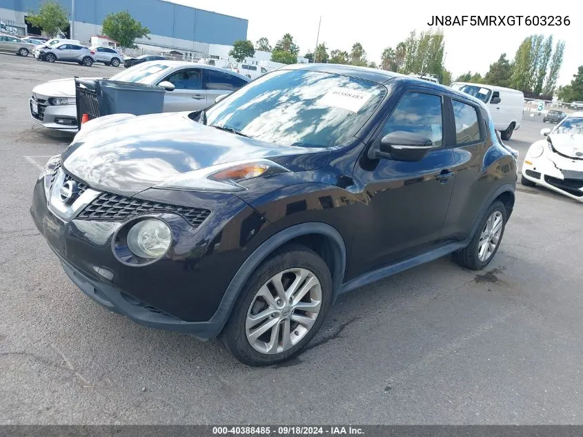 2016 Nissan Juke Nismo/S/Sl/Sv VIN: JN8AF5MRXGT603236 Lot: 40388485