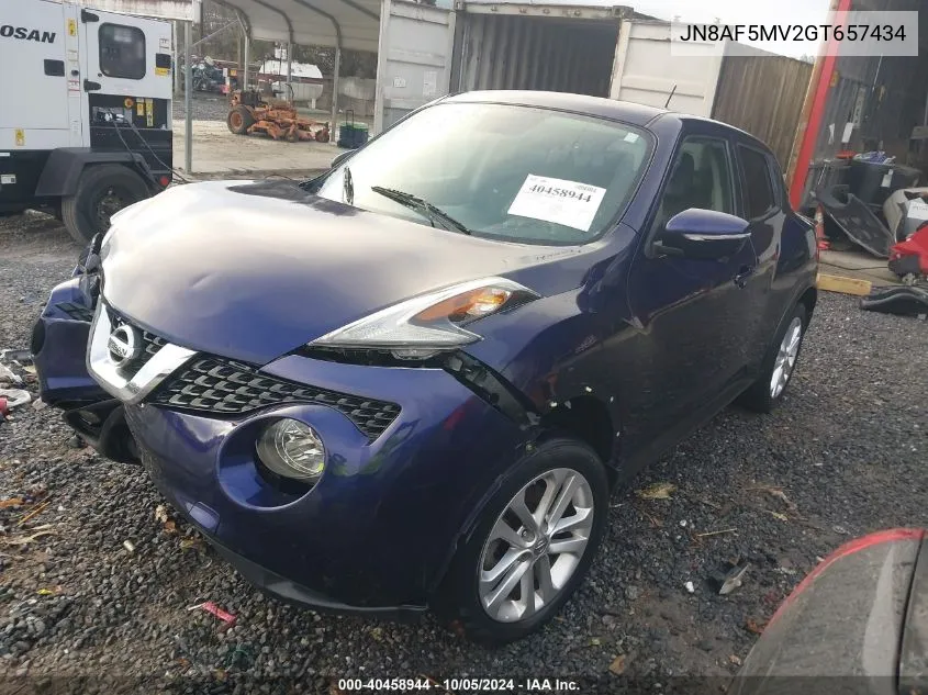 2016 Nissan Juke Sl VIN: JN8AF5MV2GT657434 Lot: 40458944