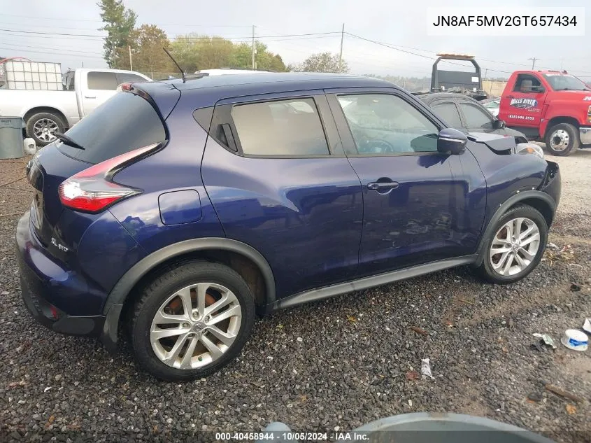 2016 Nissan Juke Sl VIN: JN8AF5MV2GT657434 Lot: 40458944