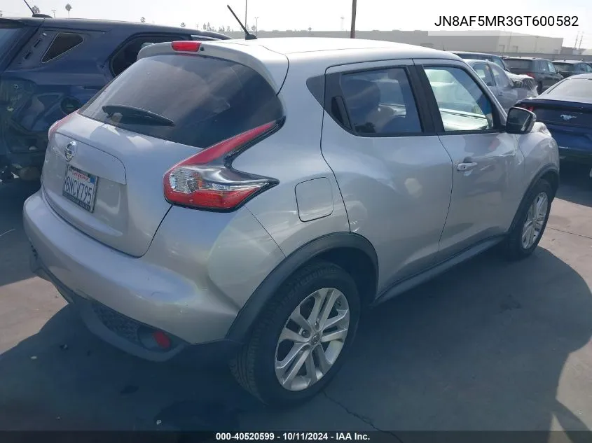 2016 Nissan Juke Nismo/S/Sl/Sv VIN: JN8AF5MR3GT600582 Lot: 40520599